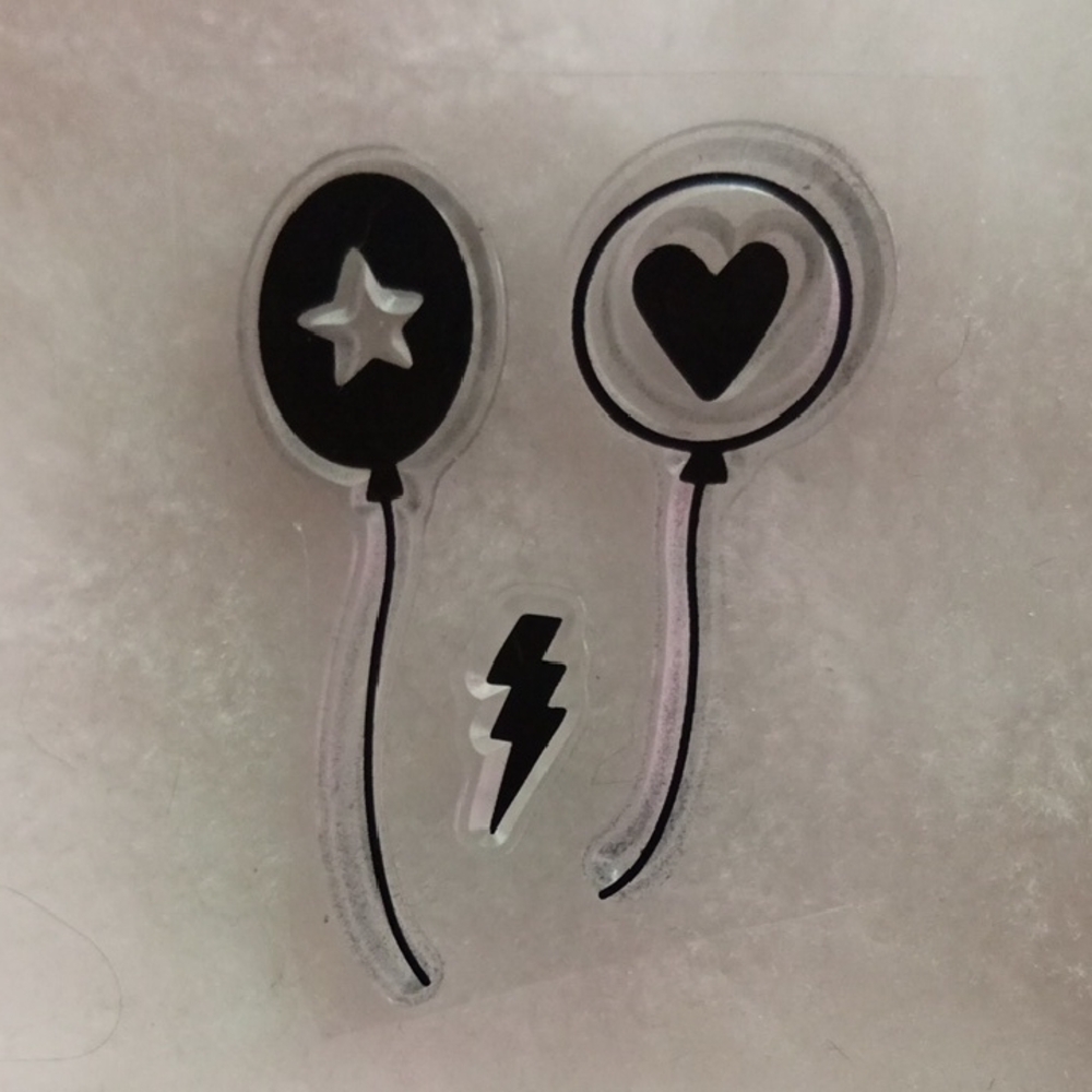Chic Black and White Balloon Design Stamps